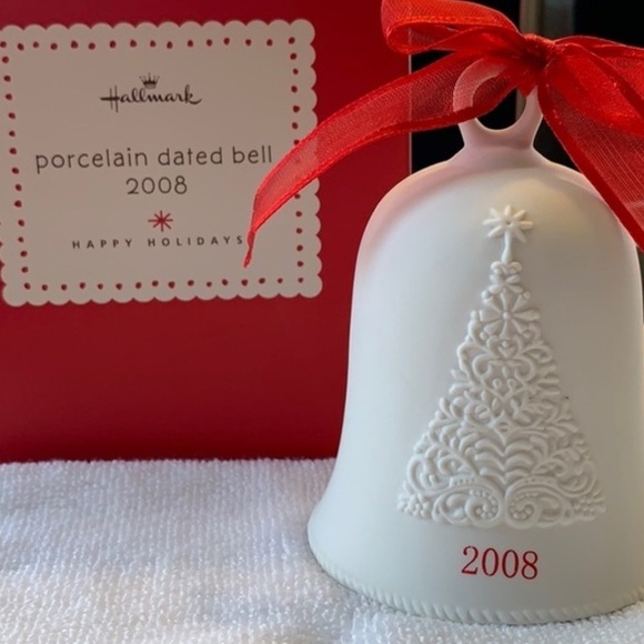 Hallmark Keepsake 2008 White Porcelain Bell Christmas Ornament - Picture 2 of 7